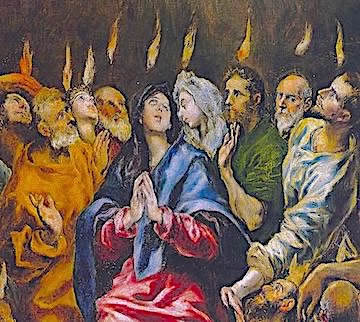 El Greco—Pentecost, 1610, detail